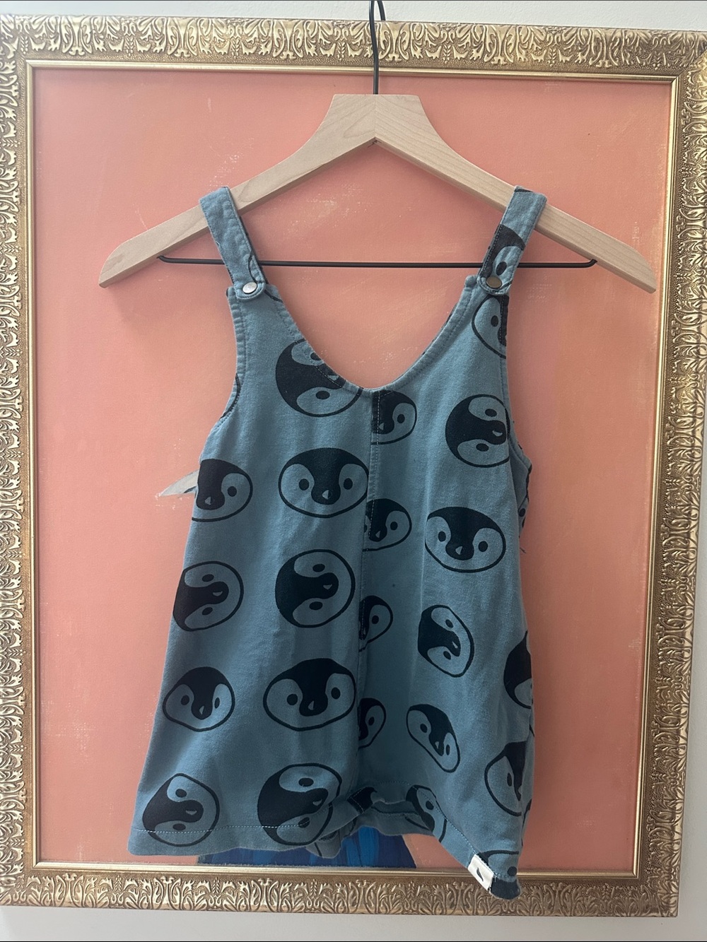 Turtledove London 100% Organic Blue and Black Yin Yang Penguin Pinafore Dress